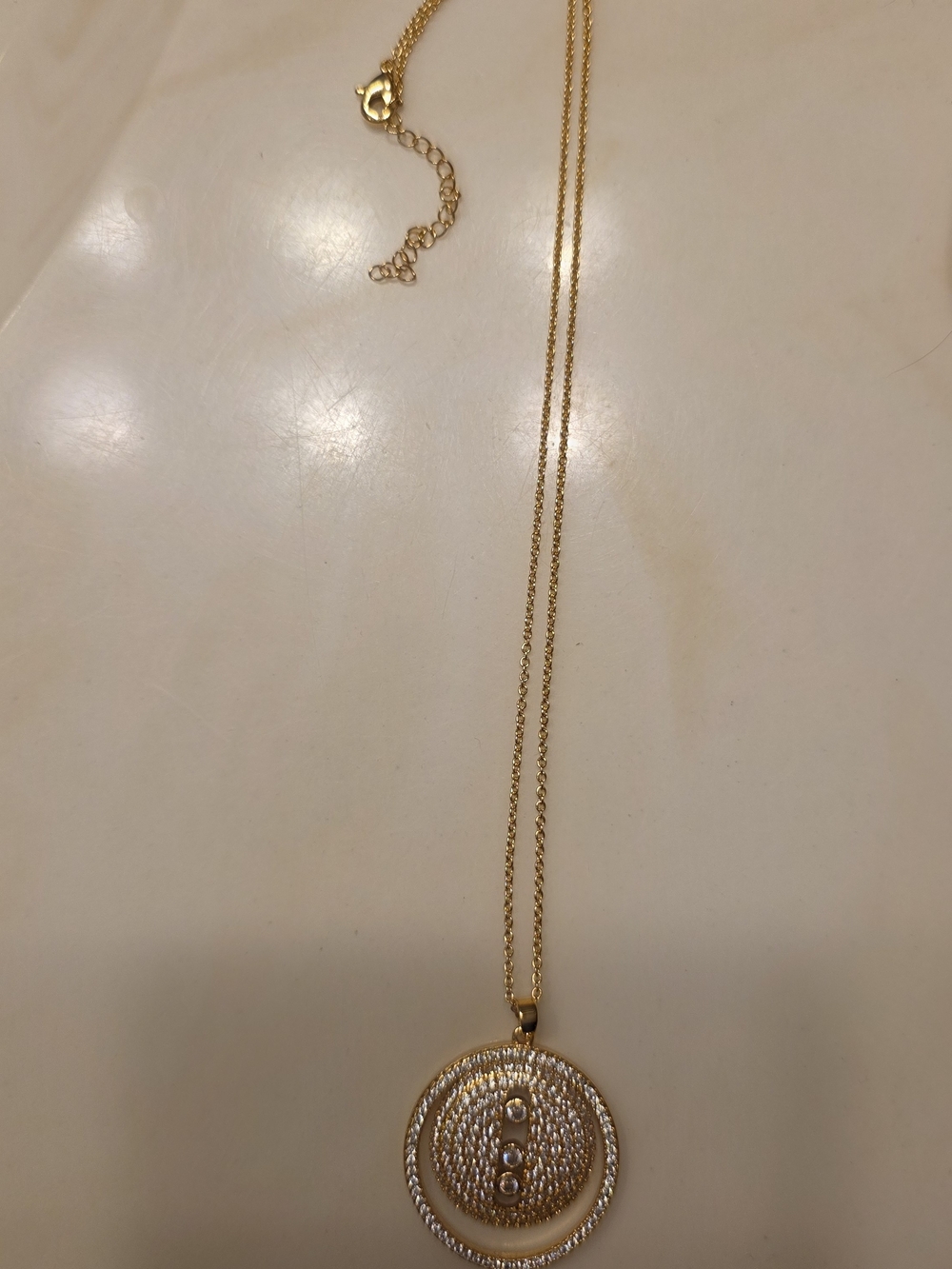 Adina Eden 14K Gold Plated Pavé Orbit Halo Disc Pendant Necklace 16"-18"